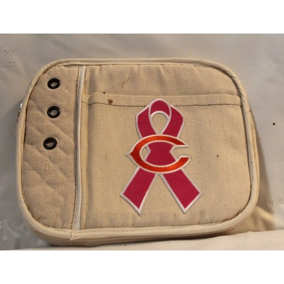 Chicago Bears Breast Cancer Old School Tablet Case 10" x 8" x 1" NFL Zip Top Pa - Picture 1 of 6